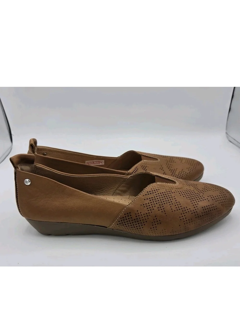 Pikolinos Aledo Ballet Flats Brandy Leather Perforated Detaling Brown Size 39 8